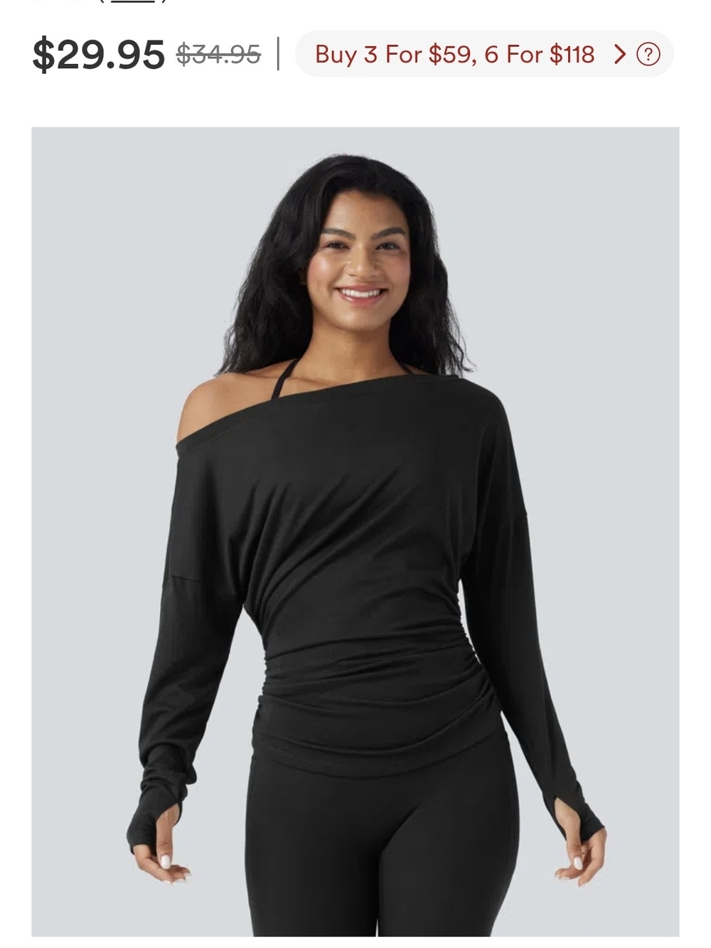HALARA Black Off-Shoulder Long Sleeve Top